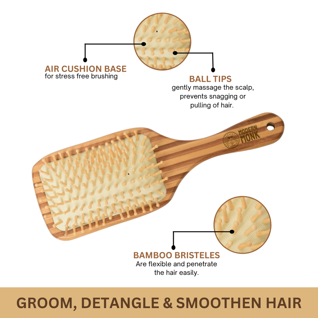 Premium Bamboo Detangling Paddle Hair Brush for women (Large Size)