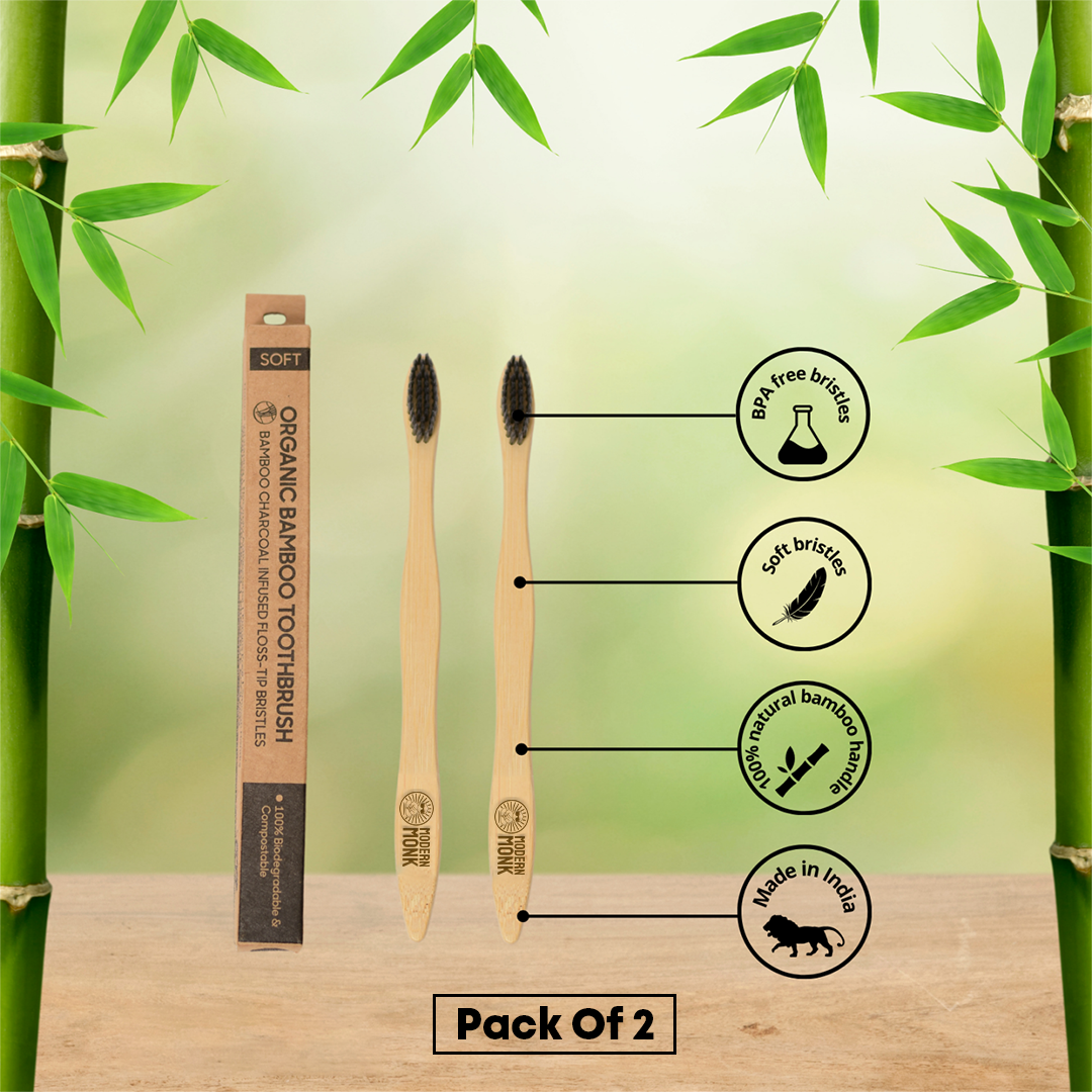 Bamboo Toothbrush with Ultra Soft Bristles- Charcoal Infused